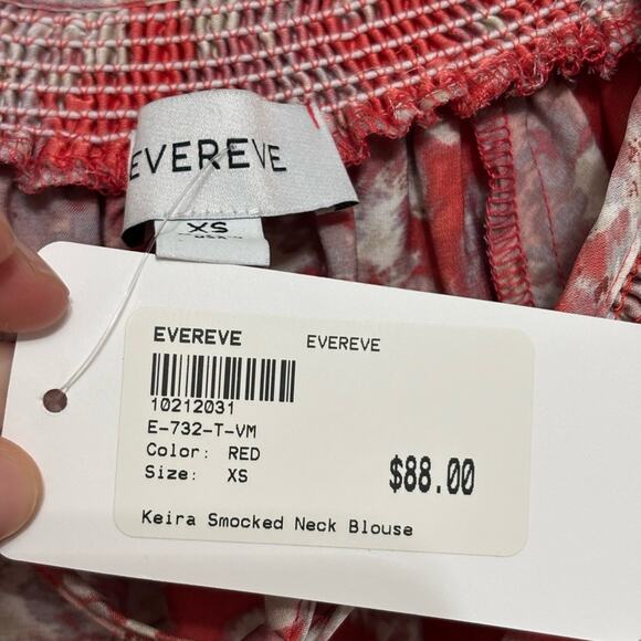 NWT Evereve Keira Smocked Neck Blouse - Size XS - Picture 7 of 9